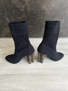 Louis Vuitton Sock Boots Size 38 Super Cute Heel Detailing - Picture 1 of 6