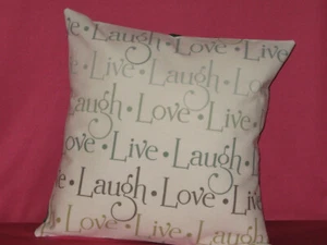 Handmade Throw Pillow Cover - 18" - Live Love Laugh - Multi color - Picture 1 of 2