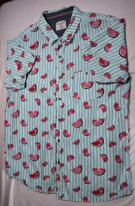 Herren Verzerrung Kurzarm gestreift Knopfleiste mit Wassermelonenmuster, 2XL - Bild 1 von 3