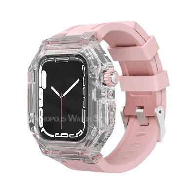 Funda PC Transparente Banda Silicona Mod Kit Para Apple Watch Ultra 3 11 10 9 8 7 SE Foto 1 de 4