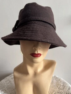 Vintage Hat NWT Toucan Collection New York Brown Speckled Wool Button 9” W - Picture 1 of 8