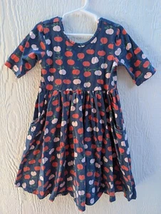 Hanna Andersson Apples Stretch Printed Skater Dress With Pockets 120cm Size 6-7 - Picture 1 of 5
