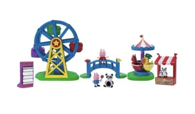 ⚡PEPPA PIG'S FAIR 8-Piece Playset Merry-Go-Round Ferris Wheel Bridge Game Booth - Image 1 of 4