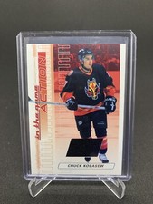 2003-04 IN THE GAME ACTION HOCKEY GAME USED JERSEY CARD CHUCK KOBASEW #M-42