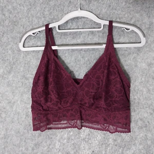 Victoria Secret Bralette L Floral Lace Wireless Adjustable Purple Romantic Layer - Picture 1 of 9