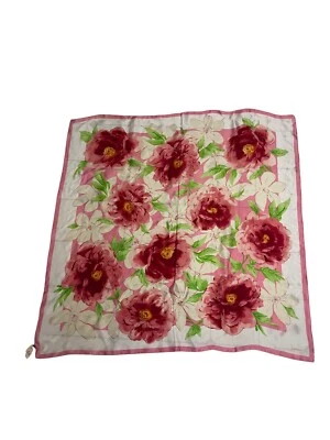 Ralph Lauren Rosa Seda Floral Rosas Cuadrado 35” Bufanda Diseñador Moda Totalmente Nuevo Foto 1 de 4