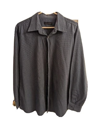 Camisa con botones a rayas azules Via Europa para hombre - talla L Foto 1 de 4