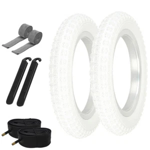 PRO+ Bicycle 12" 1/2 X 2 1/4" WHITE COMP III (2) TIRES, TUBES, STRIPS & LEVERS - Picture 1 of 1