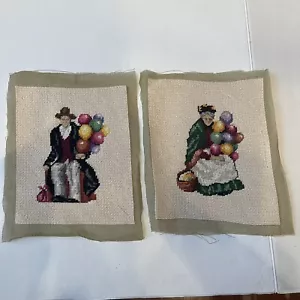 Paar Vintage Wollnadelspitze Royal Doulton Ballon Verkäufer Mann und alte Frau - Bild 1 von 15