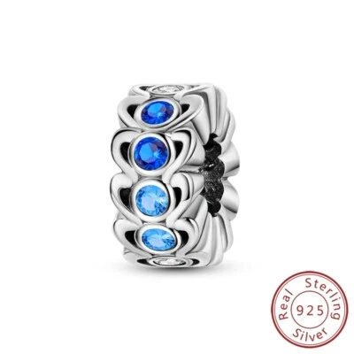 MULA Frauen 925 Sterling Silber DIY Charm Blau CZ Sea Wave Für Armbänder - Bild 1 von 4