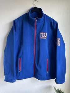 NY Giants Giacca Uomo Grande Blu Logo Ricamato NFL EUC - Foto 1 di 11