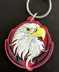 Vintage 2001 AMERICAN EAGLE Rubber Keychain Dog Key Ring 2.5X2.5" Tribal - Picture 1 of 3