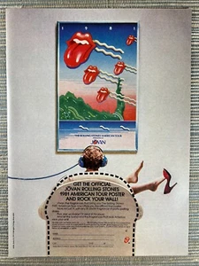 Rolling Stones American Tour Poster Jovan Rock Your Wall 1982 Vintage Print Ad - Bild 1 von 1