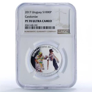 Uruguay 1000 pesos Candombe UNESCO Dances Culture PF70 NGC silver coin 2017 - Picture 1 of 4