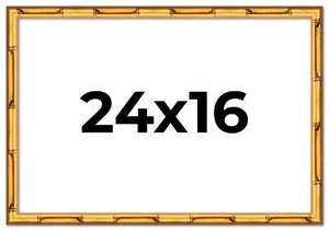 24x16 Frame Gold Bamboo Solid Wood Picture Frame | 1 Inch Moulding Width | Inter - Picture 1 of 10