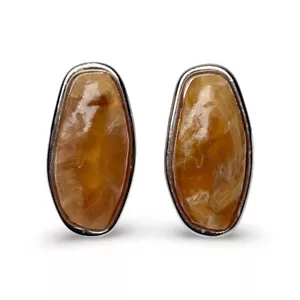 Vintage GIVENCHY Colored Stone Earrings Brown Silver Binaural - Picture 1 of 10