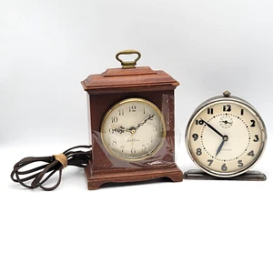 Seth Thomas Mantle Style Alarm Clock 1900's & Westclox Bingo Metal Alarm Clock - Picture 1 of 11
