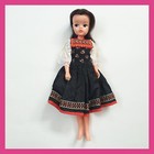 Robe ethnique vintage années 1980 Pedigree Sindy Doll Brunette yeux bleus 033055X