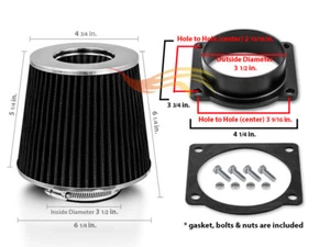 Filtro seco cono NEGRO + Kit adaptador MAF de admisión de aire para 01-07 Escape 3,0 L V6 - Imagen 1 de 1