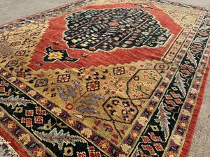 9x12 RED ORIENTAL RUG HANDMADE handwoven new TURKISH oushak dark green blue 8x12 - Picture 1 of 24