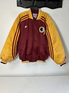 Washington Redskins NFL Starter Pro Line Satin Jacket Coat Burgundy Men’s Size M - Picture 1 of 15