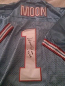 Warren Moon Houston Oilers Signed Blue XL Jersey Washington Huskies HOF 2006 - Picture 1 of 1