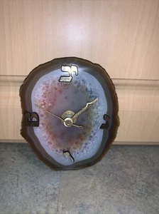 Vintage Kaminuhr in poliertem Naturbernstein Farbe Achat Stein Tochigi Tokei Japan - Bild 1 von 11