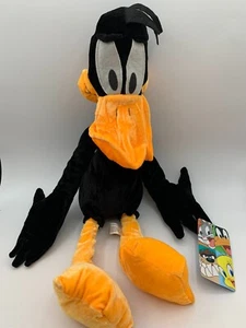 New Vintage Six Flags Looney Tunes 21" 1997 Daffy Duck Large Plush Tags Black - Picture 1 of 8