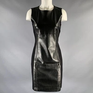 MAX MARA Talla 2 Negro Viscosa Mezcla Piel Sintética Vestido sin Mangas - Imagen 1 de 5