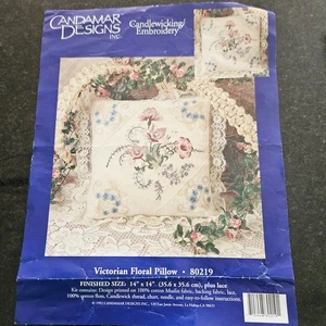 Candamar Designs Candlewicking Embroidery Kit Victorian Floral Pillow #80219 14" - Picture 1 of 5