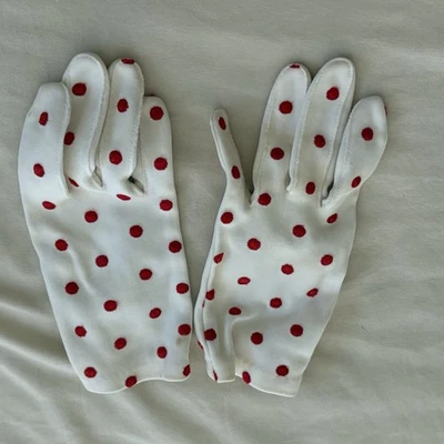 Guantes de algodón vintage rojo lunares niña escuela dominical cosplay Foto 1 de 4