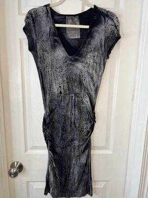 Young Fabulous & Broke Maxi Dress Womens Medium Black Grey Ruched Summer Boho - Image 1 of 4