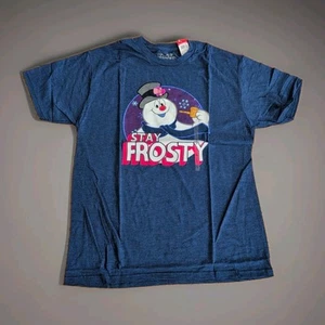 NWT Stay Frosty Frosty The Snowman Licensed T-shirt - Large - Blue - Picture 1 of 3