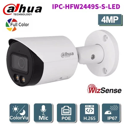 Dahua 4MP IPC-HFW2449S-S-LED Wizsense Full Color Bullet PoE IP Camera In Mic - Image 1 of 4