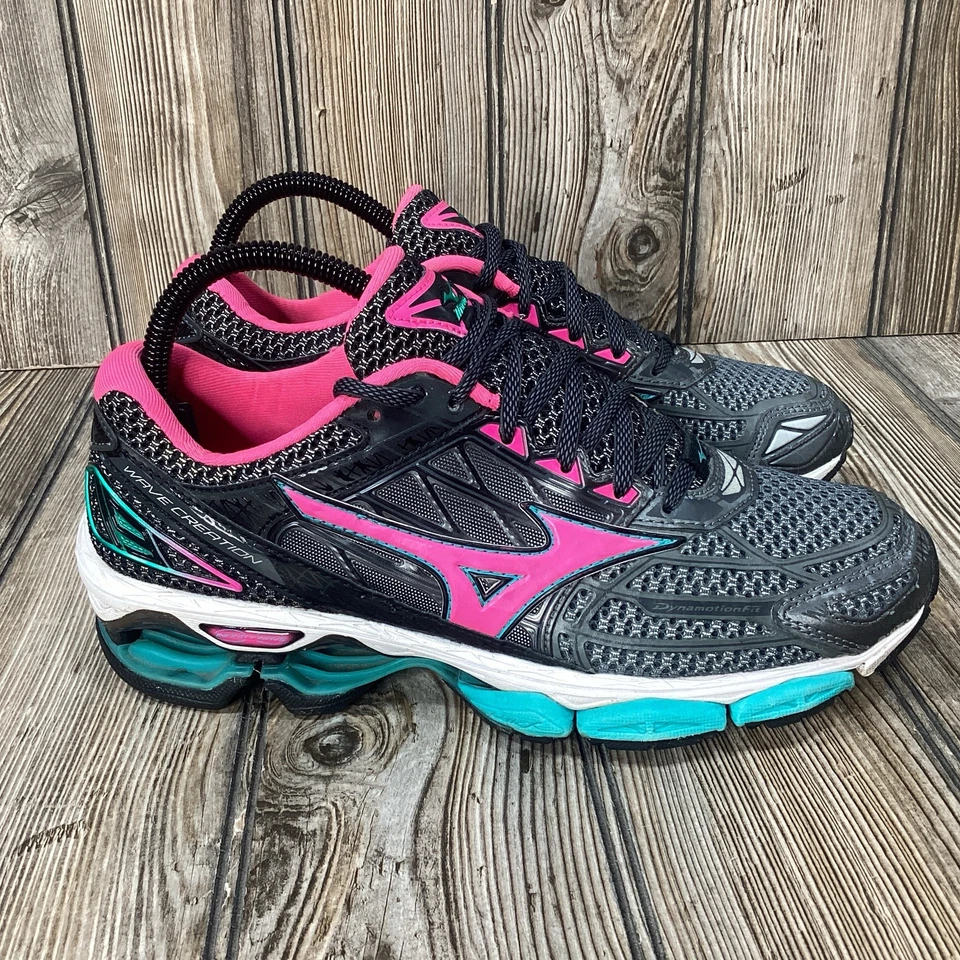 Tenis para correr MIZUNO Wave Creation 19 gris rosa verde azulado talla 8 EE. UU. Foto 1 de 4