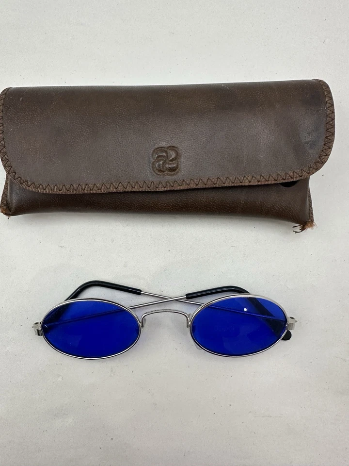 Lente azul vintage óculos banda de rock oval John Lennon pop star festa hipster retrô - Imagem 1 de 4