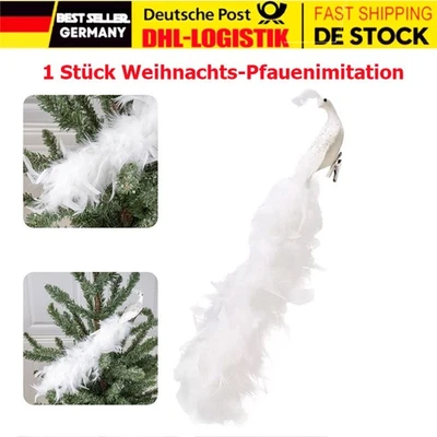 Simulierter Weißer Pfau Dekoration Dekorationen Natürliche Pfauenfeder NEU DE !! - Bild 1 von 4