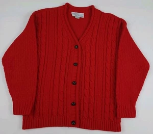 Vintage 80er Pullover Exchange Zopfmuster Web Cardigan Pulli Rot Made In USA  - Bild 1 von 5