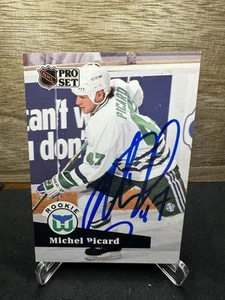 1991 Pro Set Michel Picard #538 Hartford Whalers In-Person ON-CARD AUTO - Picture 1 of 2