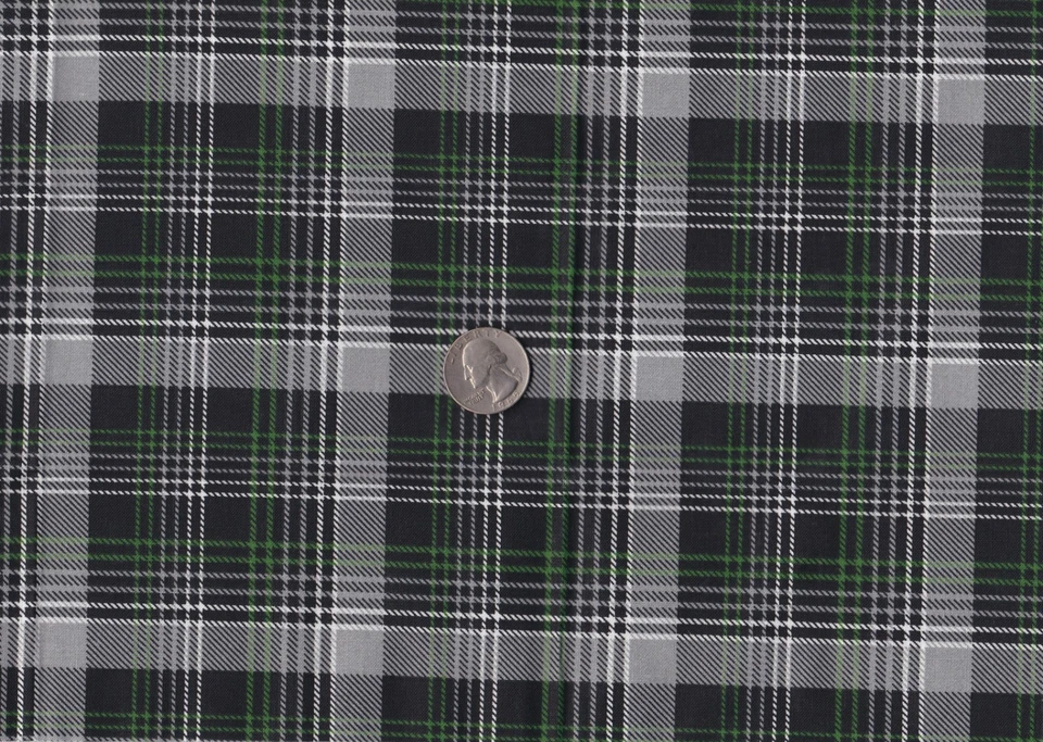  Remanescente de tecido 9X21 para artesanato, acolchoamento, xadrez branco, cinza, preto e verde - Imagem 1 de 1