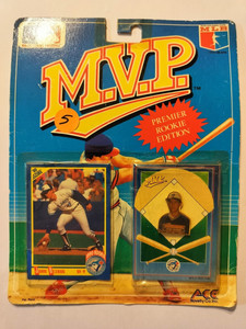 1990 NOS John Olerud M.V.P. Collector Pin Card Blue Jays Rookie Edition