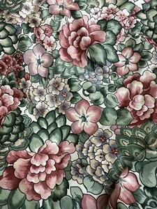 10 Yards VTG 5th Ave Designs Fabric Pink Green Floral Janice Brown Upholstery - Picture 1 of 2