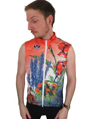 Vintage Made In USA Floral Sleeveless Cycling Bike Jersey Wind Vest Adult Large - Image 1 of 4