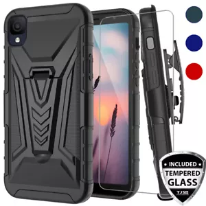 For TCL ION Z Phone Case Holster Heavy Duty Belt Clip Cover +Tempered Glass - Picture 1 of 17