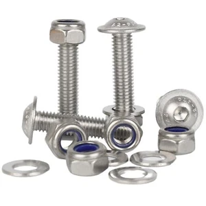 Flanged Button Head Screws M3 M4 M5 M6 M8 & Nyloc Nuts & Washers Stainless Steel - Picture 1 of 30