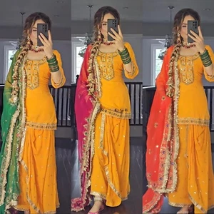 Dress Bollywood suit Indian Pakistani dhoti top salwar kameez party wear wedding - Picture 1 of 16
