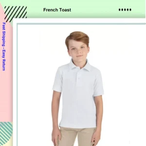 French Toast Boys Short Sleeve 2Pack Pique Polo T-Shirt White - Sz M - Picture 1 of 2