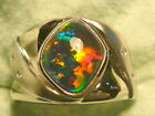 Mens Opal Ring Sterling Silver, Natural Opal Triplet 14x11 mm F/Form item 170655