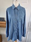 Orvis Chambray Rolltab Sleeve Pearl Snap Fastening Blouse  Uk Large 100%cotton 