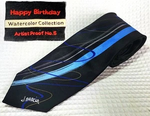 J. Garcia Silk Tie Vintage Happy Birthday Watercolor Collection Artist Proof - Picture 1 of 9